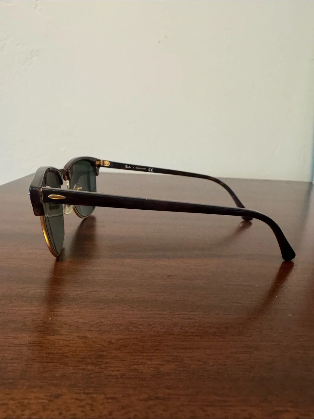 Ray-Ban Clubmaster Sunglasses - Gold Tortoise w/ Dark Green/Black Lenses -Unisex